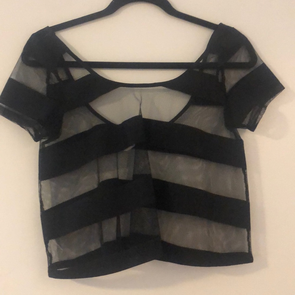 Sheer striped crop top